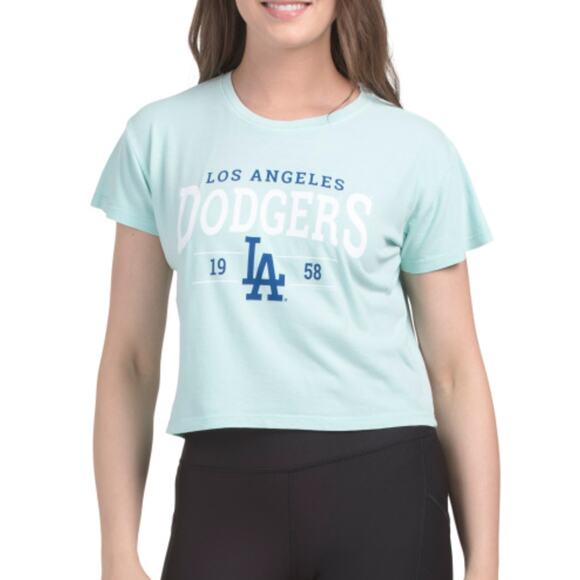 Soft as Grape Dodgers LA light blue crop top shirt womens size S,M,L - Picture 1 of 1